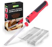 Nutrichef cuchillo jamonero electrico, Inalambrico, Funcion de encendido y apagado, Ligero, Seguro, Para jamon, Carnes, Aves, Pan y queso, Cuchillas de acero inoxidable