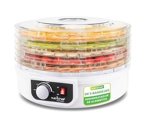 NutriChef Deshidratador de alimentos eléctrico con 5 bandejas, Para Frutas, Verduras, Carne, Beef jerky, Snacks saludables en casa, Secado uniforme por circulación de calor