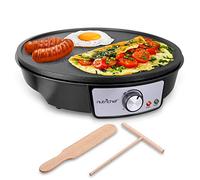NutriChef Electric Griddle & Crepe Maker | Nonstick 12 Inch Hot Plate Cooktop | Adjustable Temperature Control | Batter Spreader & Wooden Spatula | Used Also For Pancakes, Blintzes & Eggs
