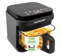 Nutrichef Freidora de Aire, 5.5L, 8 Modos de Coccion Preestablecidos, Recipiente Transparente, Control Preciso de Temperatura y Tiempo