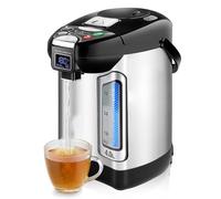 NutriChef Hervidor de Agua Digital y Calentador - 4L/4.23 Qt Dispensador Eléctrico de Agua Caliente de Acero Inoxidable con Pantalla LCD, Base Rotatoria, Mantenimiento Caliente, Apagado Automático