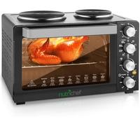 NutriChef Horno de Convección de Cocina de 30 Quart & Estufa de 2 Quemadores | Horno de 1500 Vatios | 7 Funciones de Cocina: Rotisserie, Cocinar, Hornear, Parrillar & Más | 19.6 x 16.0 x 13.5 IN