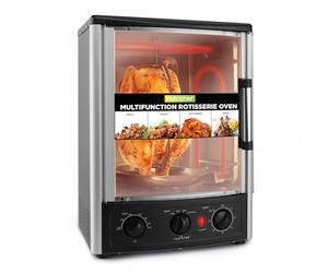NutriChef horno de sobremesa multifunción con asador giratorio, Horno rotisserie Vertical de convección, 1500 W, 23L, Puerta de vidrio, Temporizador y control de temperatura, 34 × 31 × 48 cm