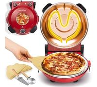 NutriChef horno eléctrico para pizza 30,5 cm con control de temperatura, termómetro, ventana para cocción precisa, calienta hasta 200 °C, fácil de limpiar