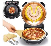 NutriChef horno eléctrico para pizza de 30,5 cm con control de temperatura, termómetro, ventana de visualización y piedra antiadherente, calienta hasta 800 °F