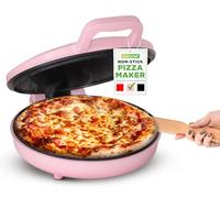 NutriChef Horno para Pizza de Encimera | Cocedor Eléctrico Anti-Adherente de 1500W | Hace Pizzas Personales de 12", Huevos, Tostadas y Más | Manijas Frías al Tacto, Compacto y Ahorrador de Espacio