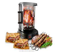 NutriChef horno vertical giratorio de sobremesa, Rotisserie para shawarma y kebab, Horno eléctrico con asador, Puerta resistente al calor, Incluye rack con 7 brochetas