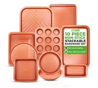 Nutrichef juego de 10 moldes, Utensilios horno, Baking set, Antiadherentes, Acero al carbono, Asas de silicona