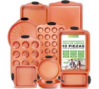 NutriChef juego de 10 moldes, Utensilios horno, Baking set, Moldes reposteria, Antiadherentes, Libres de PFOA, PFOS, PFTEE, Aptos para hornos hasta 230°C (450°F), Mangos de silicona