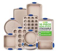 Nutrichef juego de 10 moldes, Utensilios horno, Baking set, Reposteria, Antiadherentes, Mangos de silicona