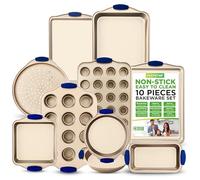 Nutrichef juego de 10 moldes, Utensilios horno, Baking set, Reposteria, Antiadherentes, Mangos de silicona