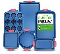 NutriChef juego de 6 moldes, Utensilios horno, Baking set, Reposteria, Antiadherentes, Libres de PFOA, PFOS, PFTEE, Aptos para hornos hasta 230°C (450°F), Mangos de silicona