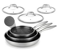 Nutrichef juego de cocina de 6 piezas, Acero inoxidable, Recubrimiento antiadherente DAKIN grabado, Con tapas