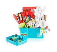 NutriChef Juego de Cuchillos Infantiles de 30 Piezas, Juego de Cocina Infantil con Tabla de Cortar, Libro de Cocina y Delantal Infantil, Juguete Montessori a Partir de 3 años, Cocina Infantil