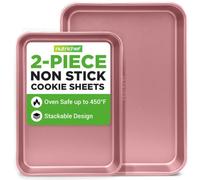 NutriChef Juego de planchas para hornear - Placa de galletas antiadherente para el horno - Sartén de cocina - Juego de moldes para hornear de acero al carbono - 2 piezas Premium para hornear en