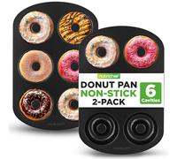 Nutrichef molde donuts, 6 cavidades, Antiadherentes, Faciles de limpiar, Ideal para bagels tambien, Pack de 2