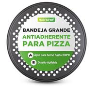 Nutrichef molde pizza horno, Frescas y congeladas, Antiadherente, Orificios de ventilacion, Acero al carbono, 12.8”
