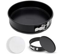 Nutrichef molde reposteria, De tarta desmontable, Cierre de acero inoxidable, Fondo extraible, Facil de limpiar, Incluye 100 papeles de horno, Ideal para cheesecake y bizcochos