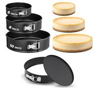 Nutrichef moldes reposteria, Redondos, Para tartas, Desmontables, Set de 3 piezas, Antiadherentes, Varios tamaños