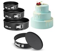 Nutrichef moldes reposteria, Redondos, Para tartas, Desmontables, Set de 3 piezas, Antiadherentes, Varios tamaños