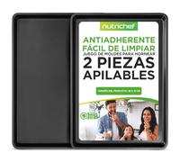 NutriChef Nonstick Cookie Sheet Baking Pan - 2PC Large Metal Oven Baking Tray Mega Pan High-Quality Kitchen Cooking Non-Stick Bake Trays, Stylish Metallic Black Coating PFOA PFOS PTFE Free NCLGBP16
