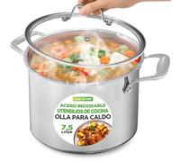 Nutrichef olla acero inoxidable 18/8, 7.5 litros, Induccion, Tapa, Caldo, Estofado