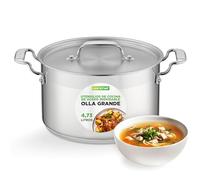 Nutrichef Olla acero inoxidable 18/8, Con tapa, Capacidad de 4.7L, Grande y resistente, Para sopas y guisos, Apta para induccion
