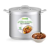NutriChef 16-Quart Edelstahl Suppentopf - 18/8 Lebensmittelgeeignet, Schwerlast für Eintöpfe, Schmoren, Suppe, mit Deckel, Spülmaschinenfest, für Gas-, Induktions-, Keramik- und Halogenkochfelder