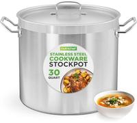 Nutrichef Olla acero inoxidable 18/8, Con tapa, Grande y resistente, Para sopas y guisos, Apta para induccion