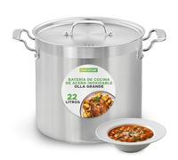NutriChef Olla de acero inoxidable para utensilios de cocina 24 cuartos de galón, olla de inducción resistente, olla de sopa con tapa de acero inoxidable, compatible con placas de inducción, cerámica