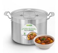 NutriChef Olla de acero inoxidable, 18/8, Tapa incluida, Apta para lavavajillas, Compatible con gas, Inducción, Cerámica y estufas halógenas