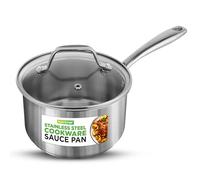 NutriChef Olla de acero inoxidable de 2 cuartos con tapa, cacerola resistente con asas ergonómicas, para todas las cocinas