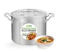 NutriChef Olla de cocina de acero inoxidable - Olla de inducción de 14 cuartos de galón, olla de sopa con tapa de acero inoxidable, compatible con placas de inducción, cerámica, vidrio y halógenas