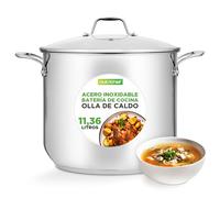 Nutrichef Olla induccion grande, 12 cuartos, Acero inoxidable 18/8, Induccion, Tapa, Caldo, Estofado