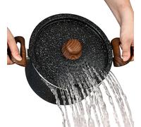 NutriChef Olla para Pasta de 5qt con Tapa Coladora y Tenedor para Pasta | Olla de Cocina Anti-Adherente | Tapa Bloqueable, Mangos Resistentes al Calor | Distribución Uniforme del Calor