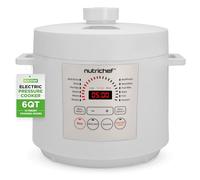 NutriChef Olla Rápida Eléctrica 6 Quart - 12 Funciones Digitales, Tiempo y Temperatura Ajustables, Función Mantener Caliente - Blanco
