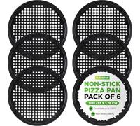 NutriChef Paquete de 6 sartenes antiadherentes para pizza de 13 pulgadas, sartenes redondas para horno, acero al carbono de grado comercial, revestimiento gris antiadherente, ideal para hornear pizza