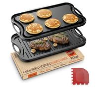 NutriChef placa de hierro fundido, Para horno, Estufas, Plancha reversible, Incluye guante de horno de silicona, Parrilla