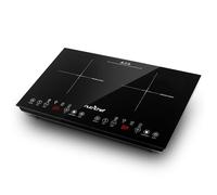 NutriChef placa de induccion doble, Portatil, Vitroceramica, 120V, Con bloqueo de seguridad para niños