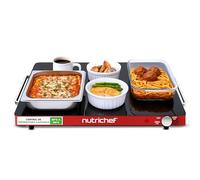 NutriChef Placa eléctrica (para mantener caliente) - 54×42 cm, 60-110 °C, ideal para fiestas, buffet y asados | Rojo