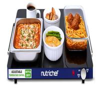 NutriChef Placa eléctrica para mantener el calor | Temperatura ajustable para buffets y fiestas | Superficie de vidrio, ahorro de energía, ahorro de espacio, perfecto para calefacción de mesa, azul