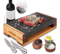Nutrichef, Raclette, Parrilla de Piedra, Roca de Lava Caliente, Carne, Barbacoa, Cuchillos de Acero Inoxidable, Grill, Bandeja calentada para Servir