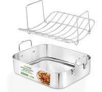 Nutrichef rustidera para horno, Bandeja con rejilla, Acero inoxidable, Asas, ideal para pavo, pollo y mas