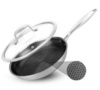 Nutrichef sarten de acero inoxidable, 25cms, Para saltear, Antiadherente, Patron panal resistente a rayones
