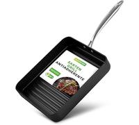 Nutrichef sarten parrilla, Grill, 11”, Cuadrada, Anodizada, Asador, Plancha cocina, Antiadherente, Asas reforzadas, Apto para lavavajillas