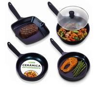 Nutrichef sartenes antiadherentes, Para grill, Freír y Pescado, Wok, 5 piezas, Recubrimiento ceramico, Compatibles con todo tipo de cocinas, Faciles de limpiar