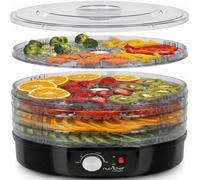 NutriChef Secador de Alimentos Eléctrico - Almacenador de Alimentos de múltiples capas, deshidrata carne, pescado, verduras, frutas y setas, 5 bandejas apilables, ideal para carne cecina, negro