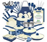 NutriChef set completo de cocina de 54 piezas, cerámica antiadherente, apto para inducción