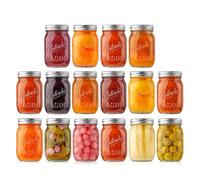 Nutrichef set de 16 frascos de vidrio 470 ml con cierre hermético multiuso para meal prep, mermeladas, especias, miel, velas y decoración DIY