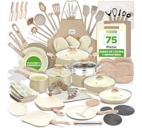 NutriChef Set de 54 Piezas en Mármol Anti-Adherente para Cocina y Repostería, Colección Profesional para el Hogar con Ollas, Sartenes de Diferentes Tamaños y Utensilios Resistentes al Calor
